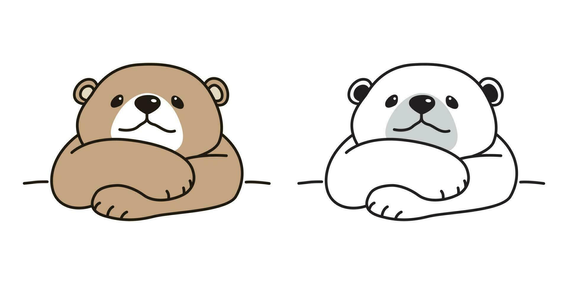 ours vecteur polaire ours logo icône poisson personnage dessin animé illustration griffonnage
