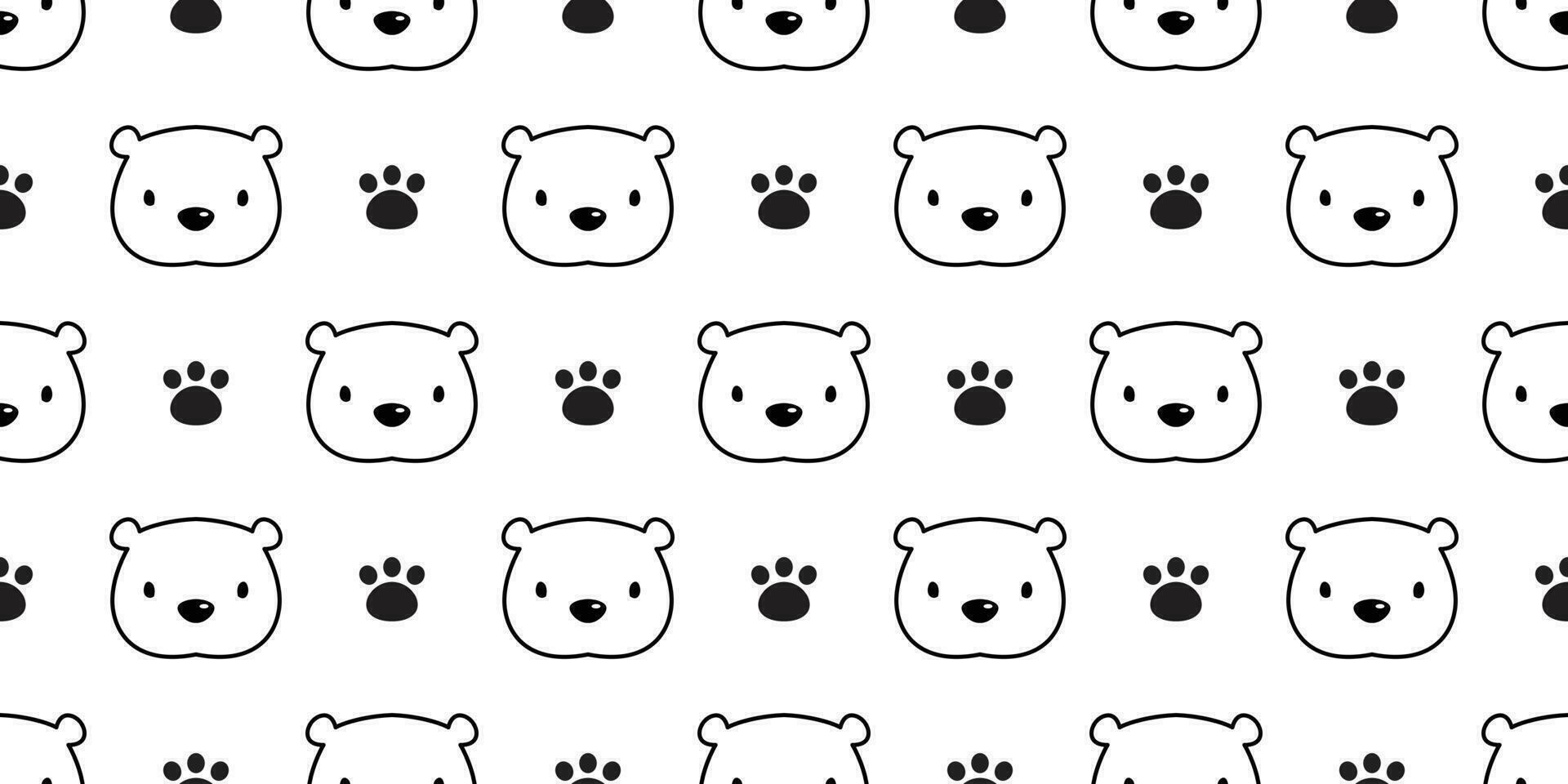 ours sans couture modèle vecteur polaire ours patte dessin animé Panda isolé Contexte illustration