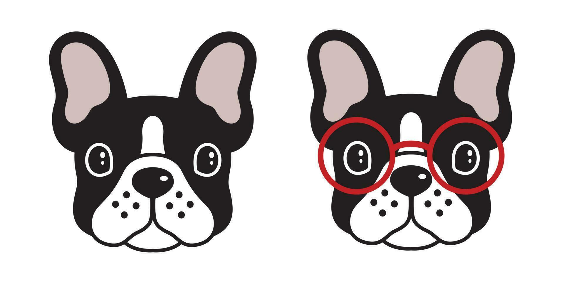 chien vecteur français bouledogue icône logo carlin des lunettes illustration dessin animé personnage symbole noir