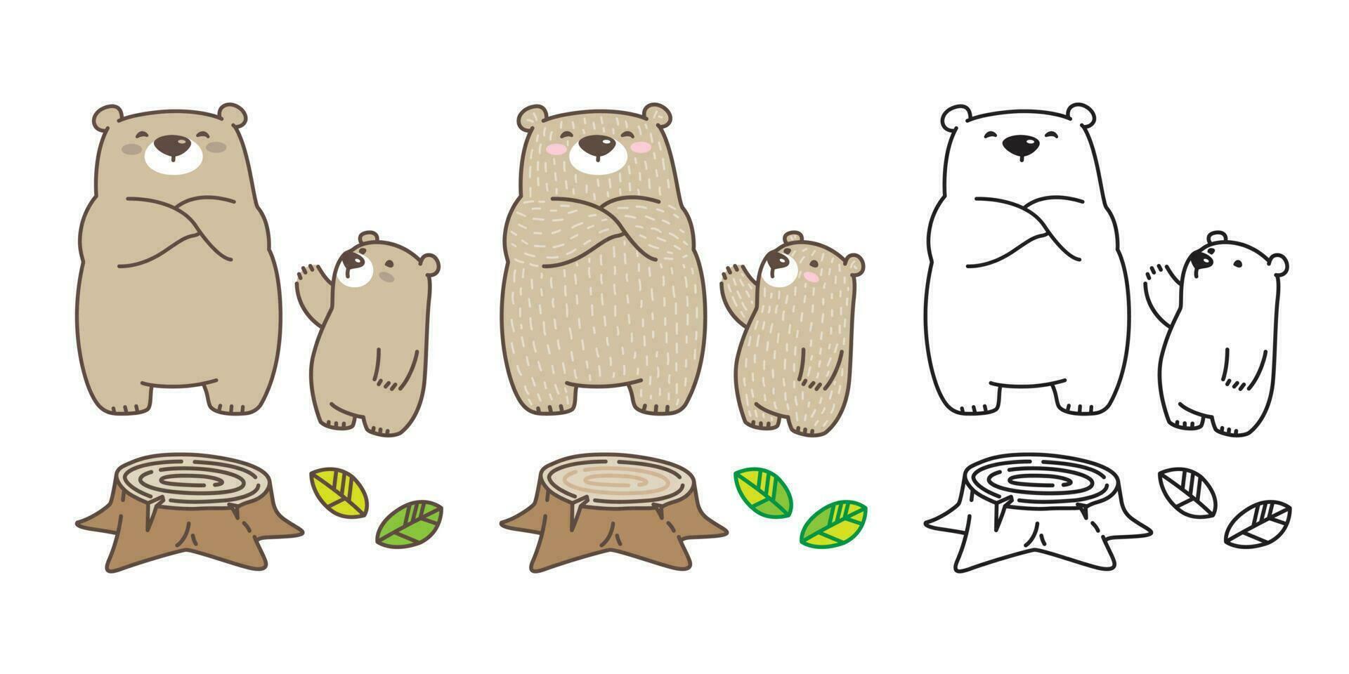 ours vecteur polaire ours icône logo enfant feuille dessin animé personnage illustration griffonnage