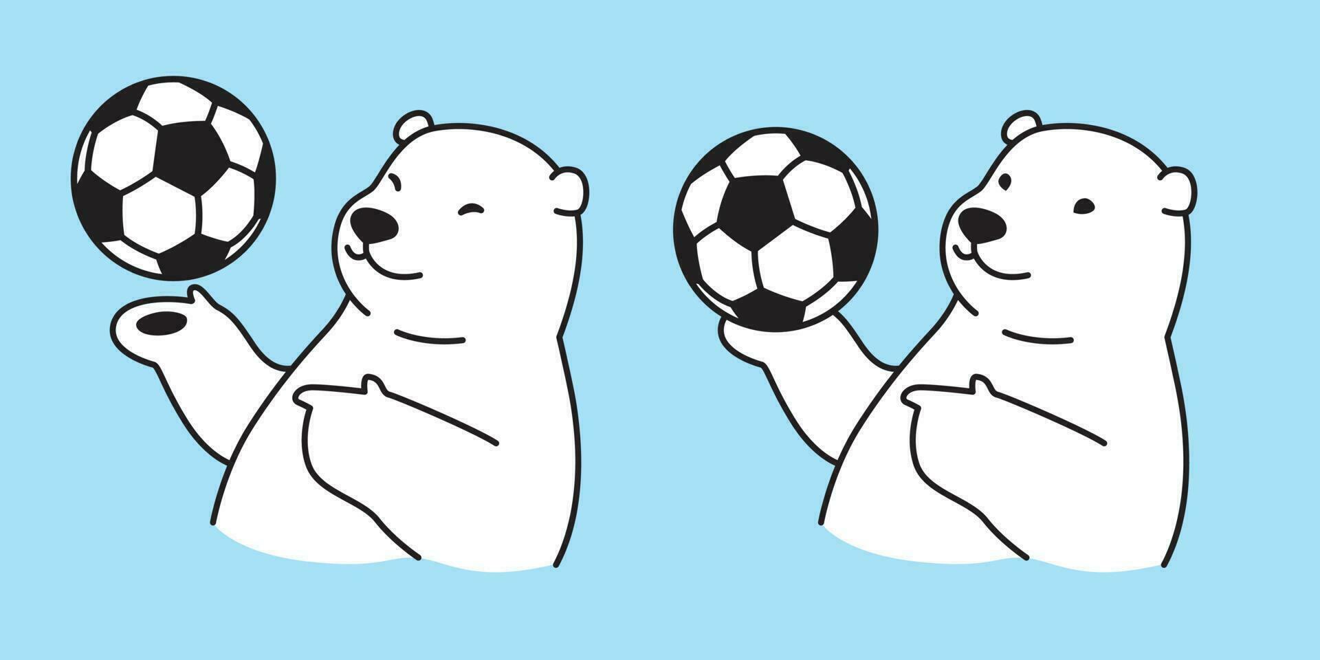 ours vecteur polaire ours football Football dessin animé personnage icône logo fifa illustration symbole griffonnage blanc