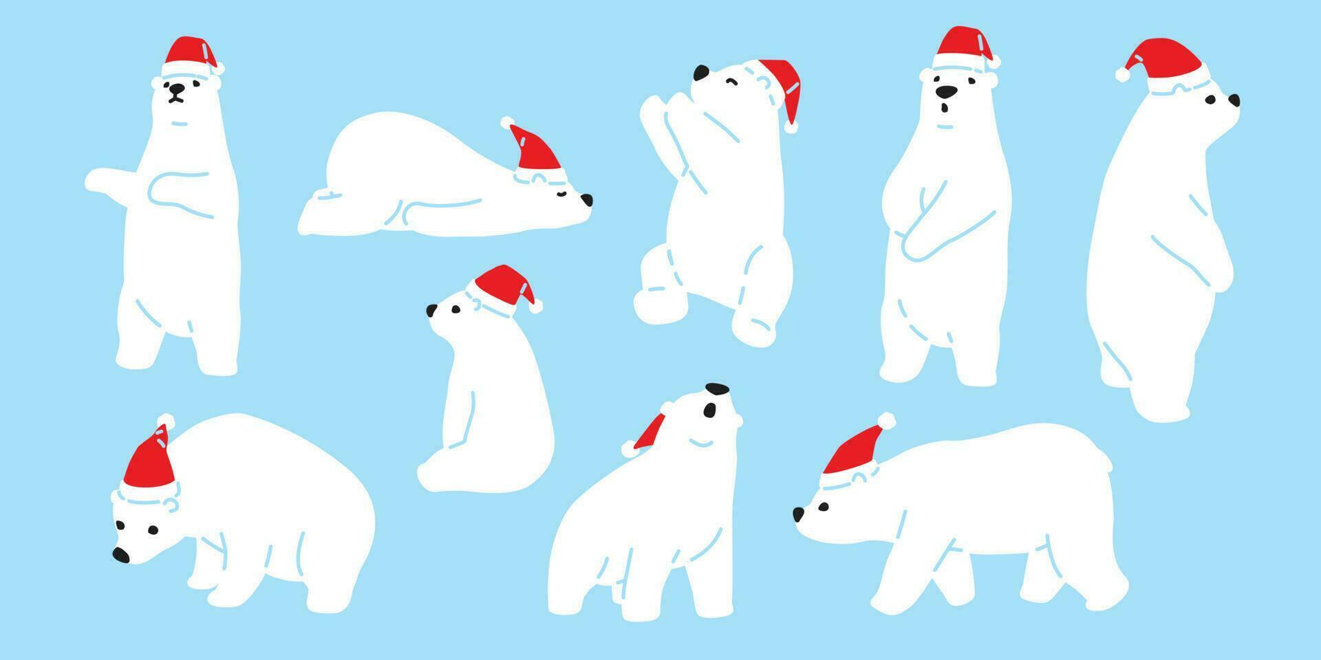 ours vecteur Noël polaire ours Père Noël claus icône chapeau dessin animé personnage logo nounours illustration griffonnage