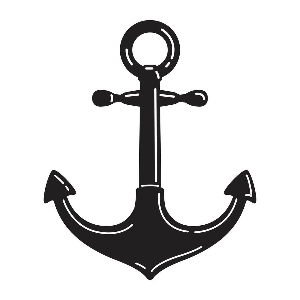 ancre vecteur barre logo icône bateau nautique maritime chaîne océan mer illustration symbole