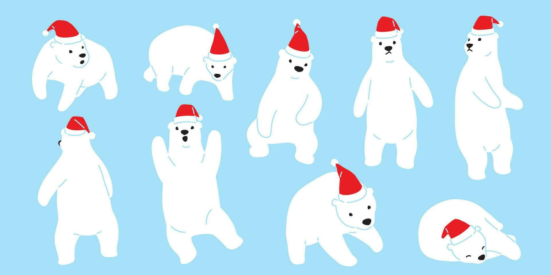 ours vecteur Noël polaire ours Père Noël claus chapeau icône logo nounours dessin animé personnage illustration griffonnage