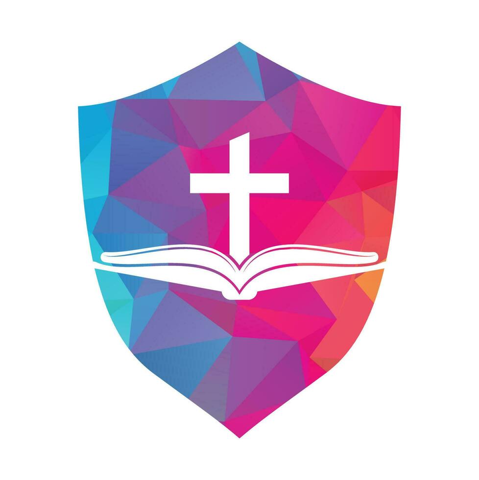 livre église logo conception icône. Bible église logo conception vecteur. traverser et saint Bible logo. vecteur