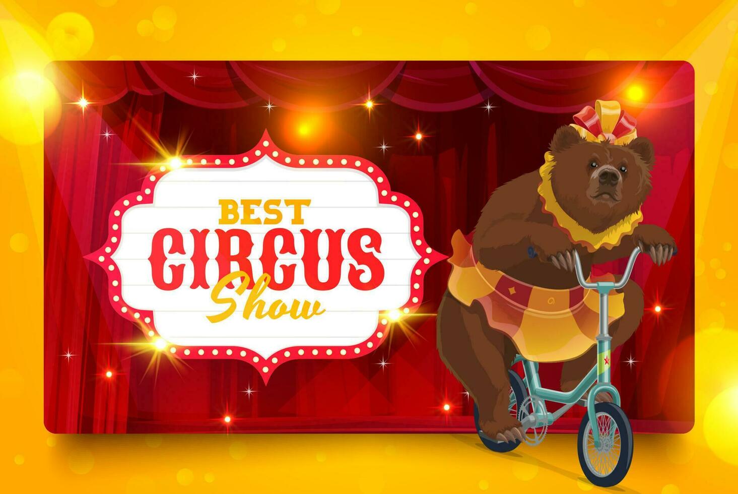 shapito cirque dessin animé qualifié ours sur vélo vecteur