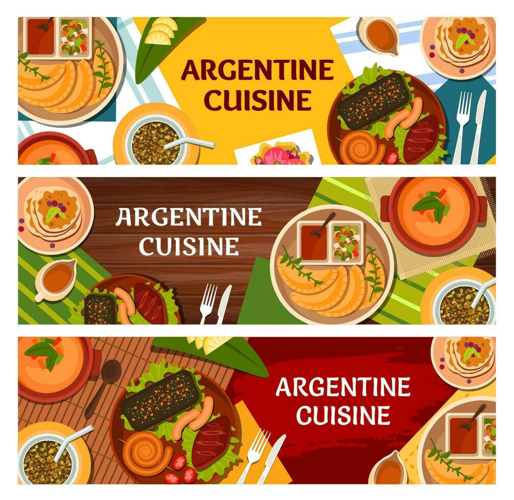 argentin cuisine bannières, Viande plats, des légumes vecteur