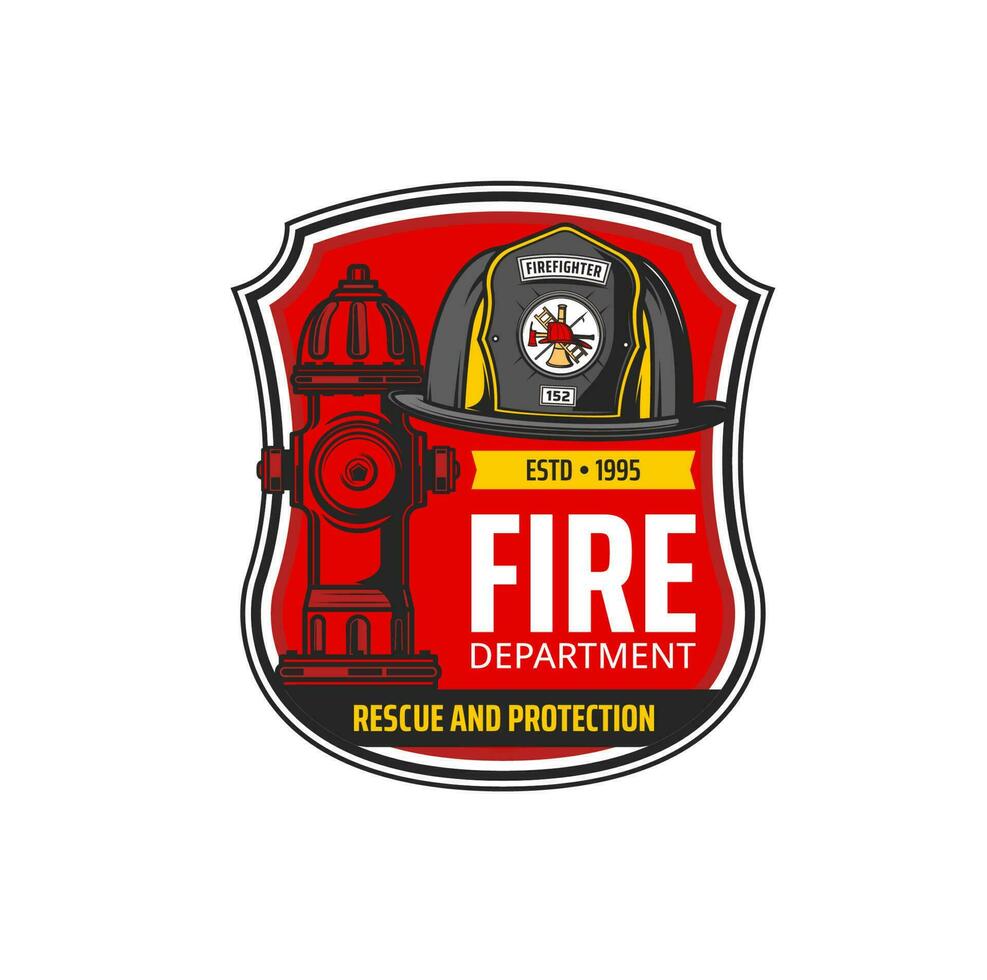 lutte contre les incendies département icône avec casque, bouche d'incendie vecteur