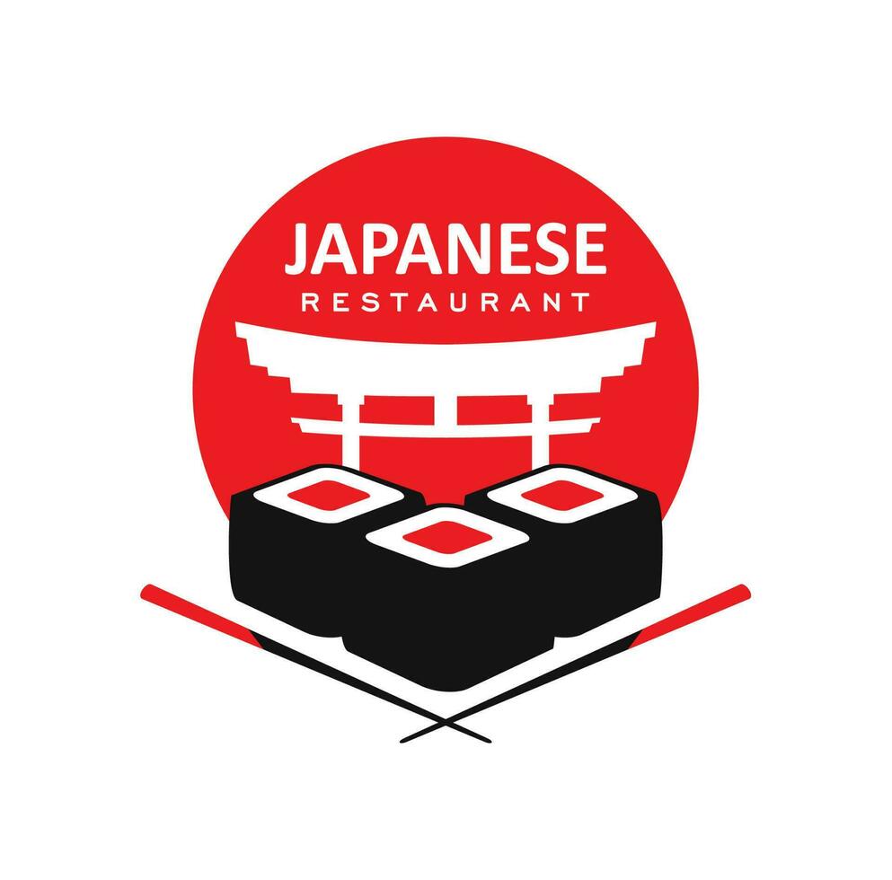 Japonais cuisine restaurant icône avec Rouleaux vecteur