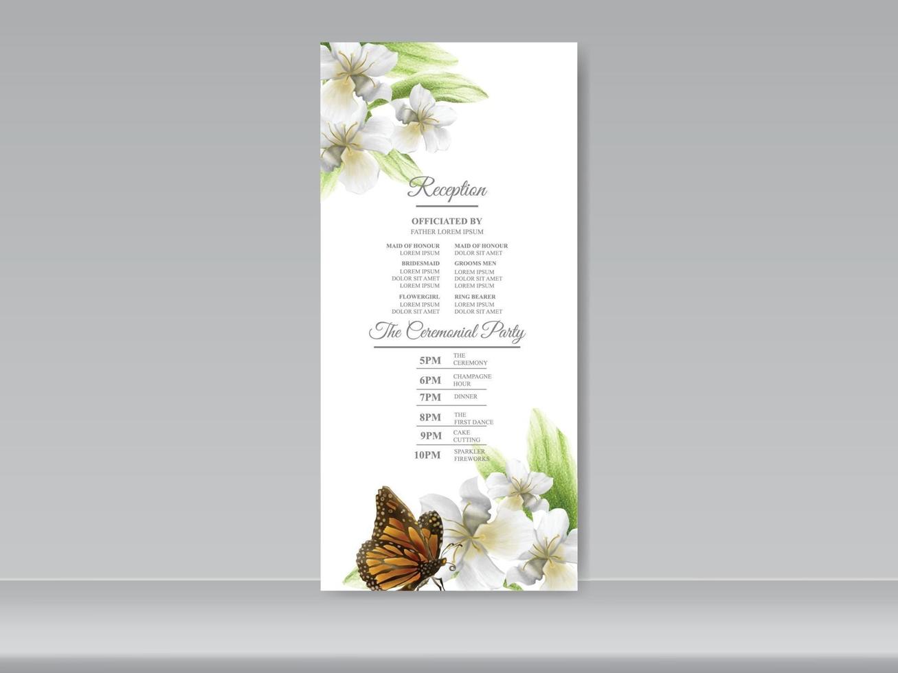 carte d'invitation de mariage définie belle aquarelle florale vecteur