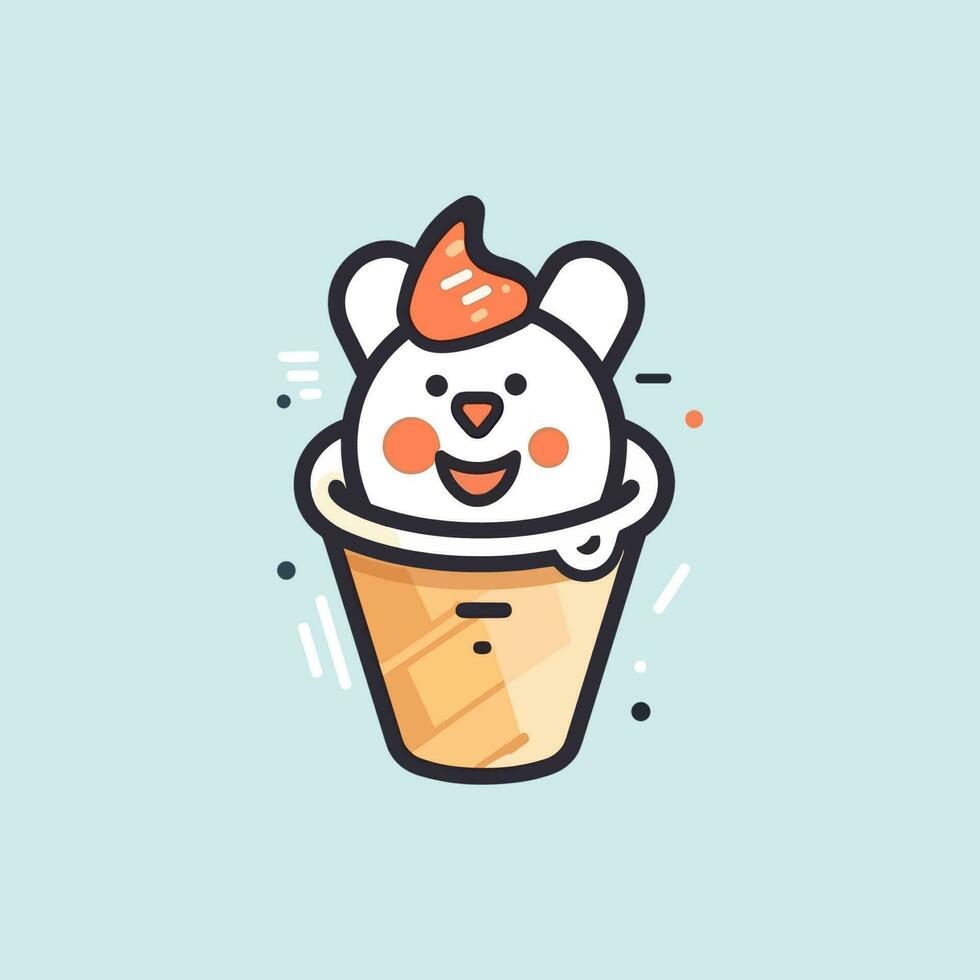 un adorable la glace crème mascotte logo cette volonté laisser votre goût bourgeons envie pour plus. mignonne et coloré, c'est parfait pour une sucré et espiègle marque. vecteur