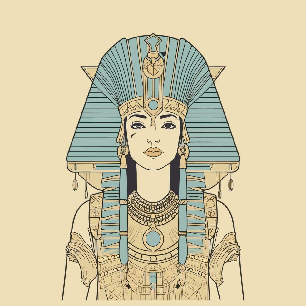 Egypte Cléopâtre illustration est royal et captivant, parfait pour dessins cette incarner Puissance et force vecteur