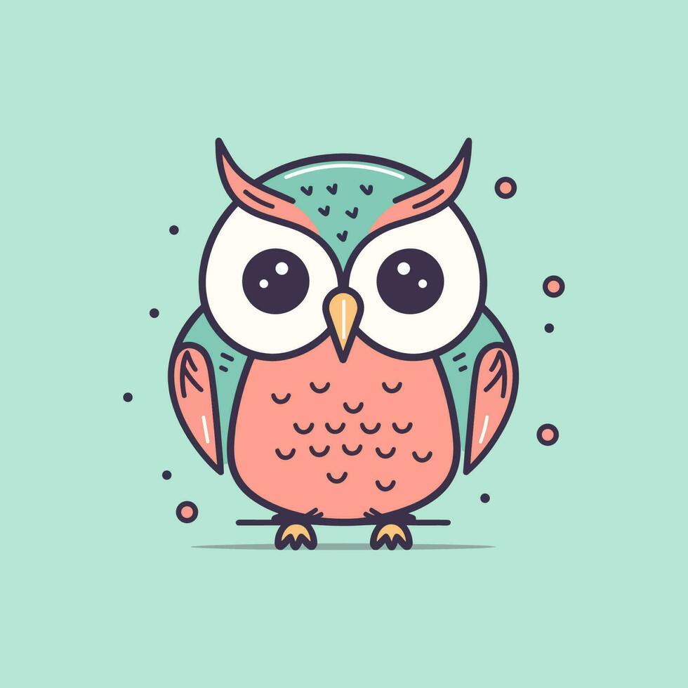 mignonne kawaii hibou dessin animé illustration vecteur