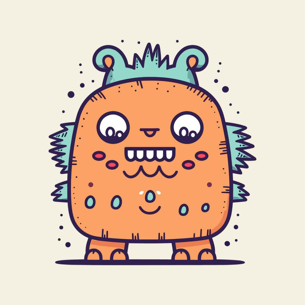 une mignonne et coloré kawaii monstre illustration, parfait pour enfants livres, autocollants, et marchandise conception vecteur
