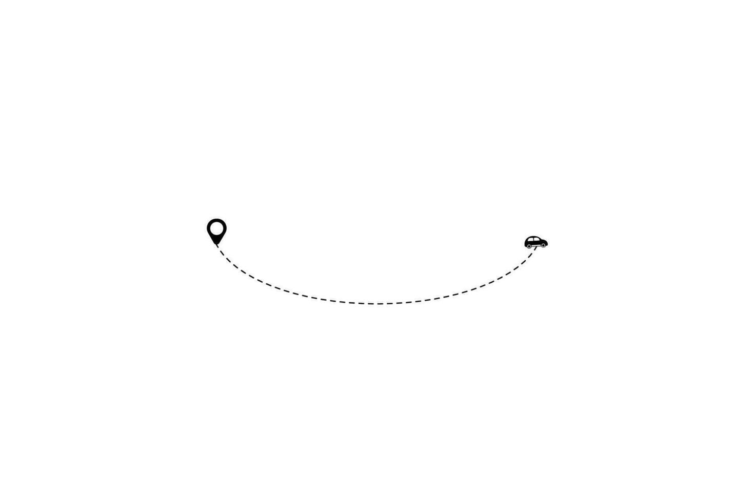 ensemble de pointillé ligne avion voiture et vélo route avec emplacement icône plat conception vecteur