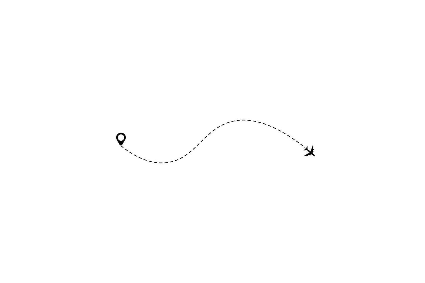 ensemble de pointillé ligne avion voiture et vélo route avec emplacement icône plat conception vecteur