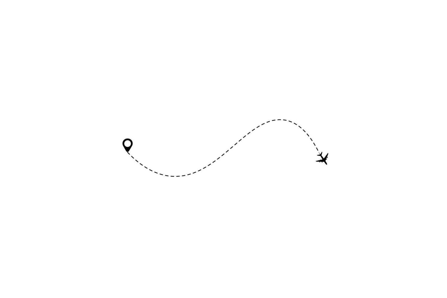 ensemble de pointillé ligne avion voiture et vélo route avec emplacement icône plat conception vecteur