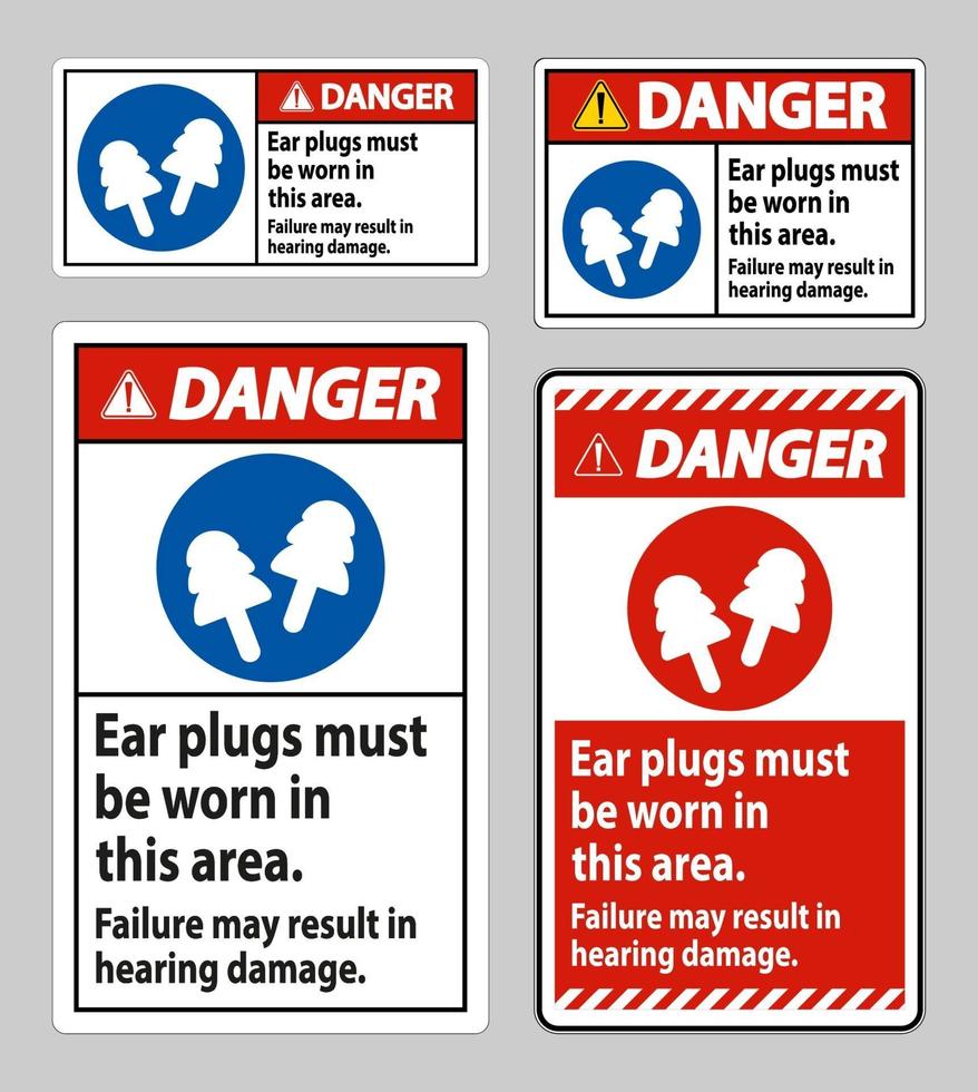 signe de danger des bouchons d'oreille doivent être portés dans cette zone, une défaillance peut entraîner des dommages auditifs vecteur