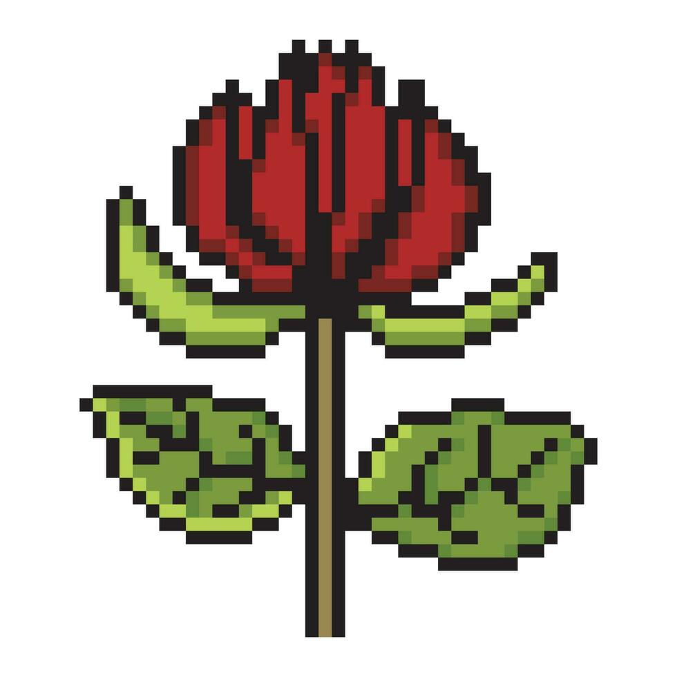 rouge Rose fleur pixel art vecteur