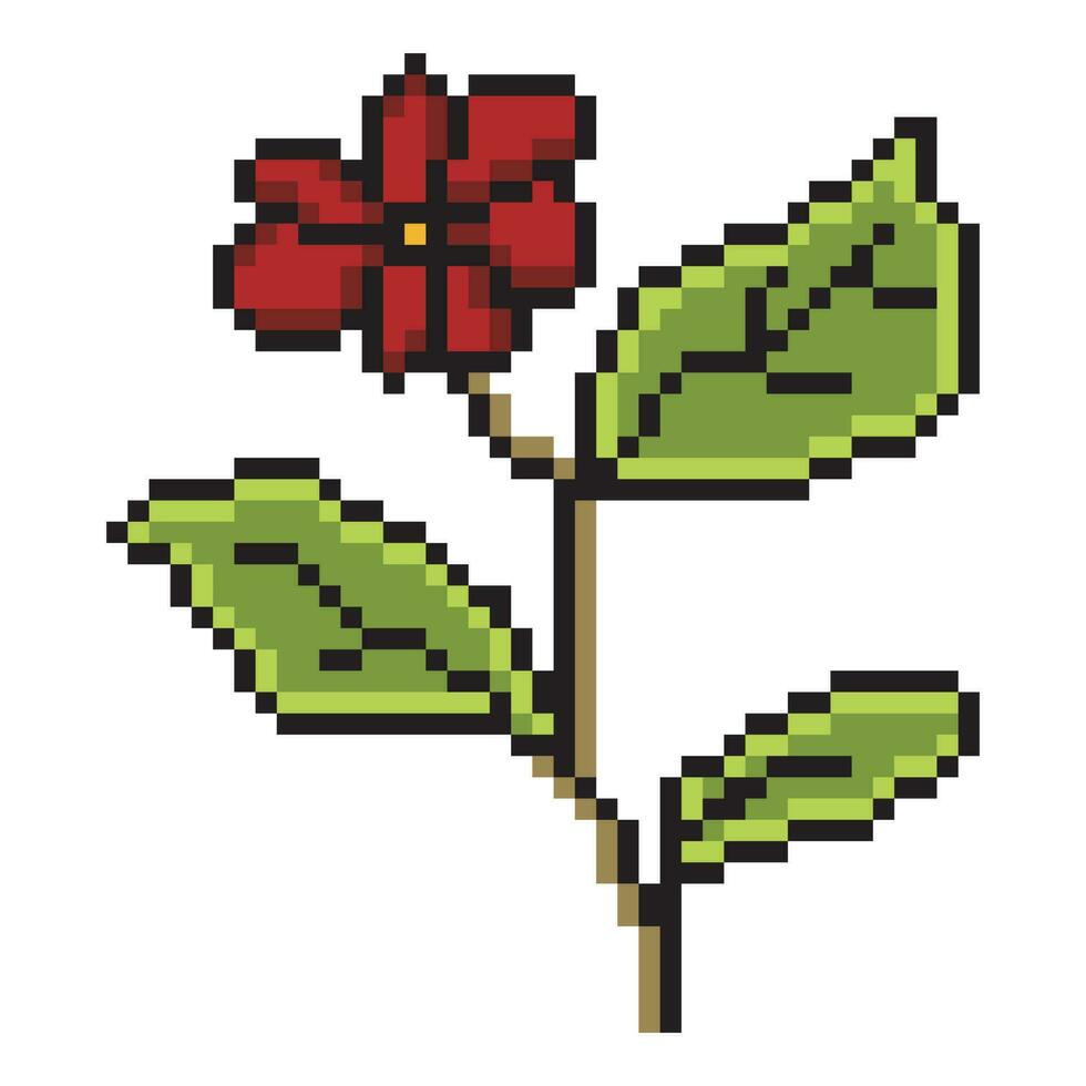 rouge Rose fleur pixel art vecteur