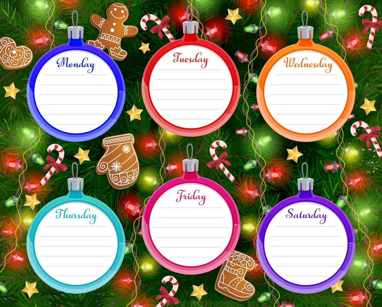 école calendrier et programme avec Noël arbre vecteur