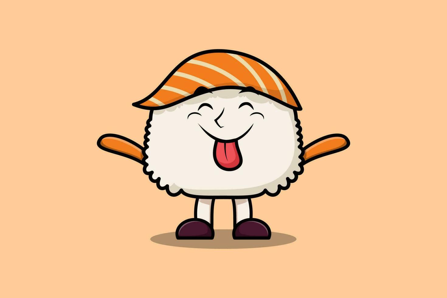 mignonne dessin animé Sushi personnage tape à l'oeil expression vecteur