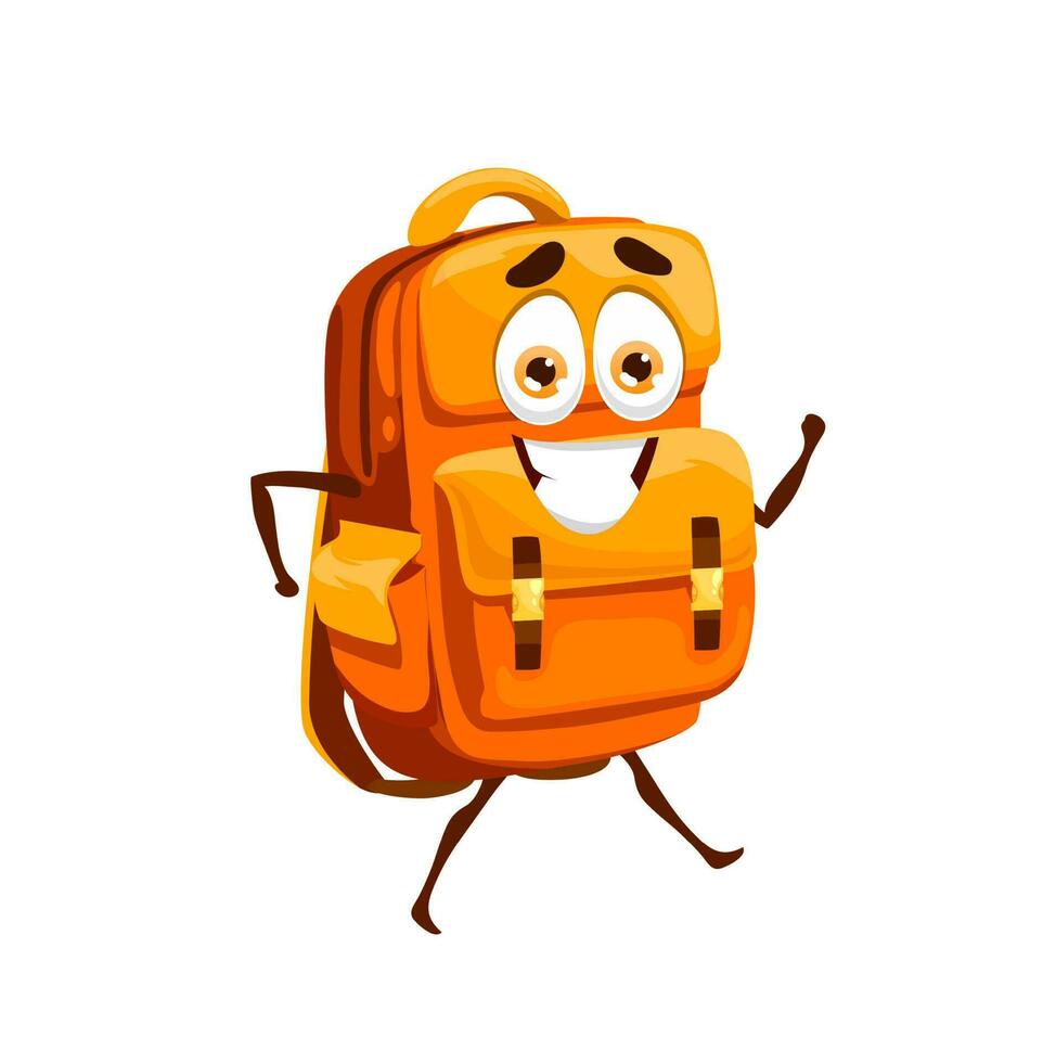 dessin animé école sac, cartable mascotte personnage vecteur