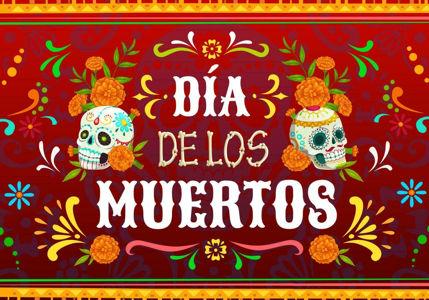 dia de los muertos mexicain vacances vecteur affiche