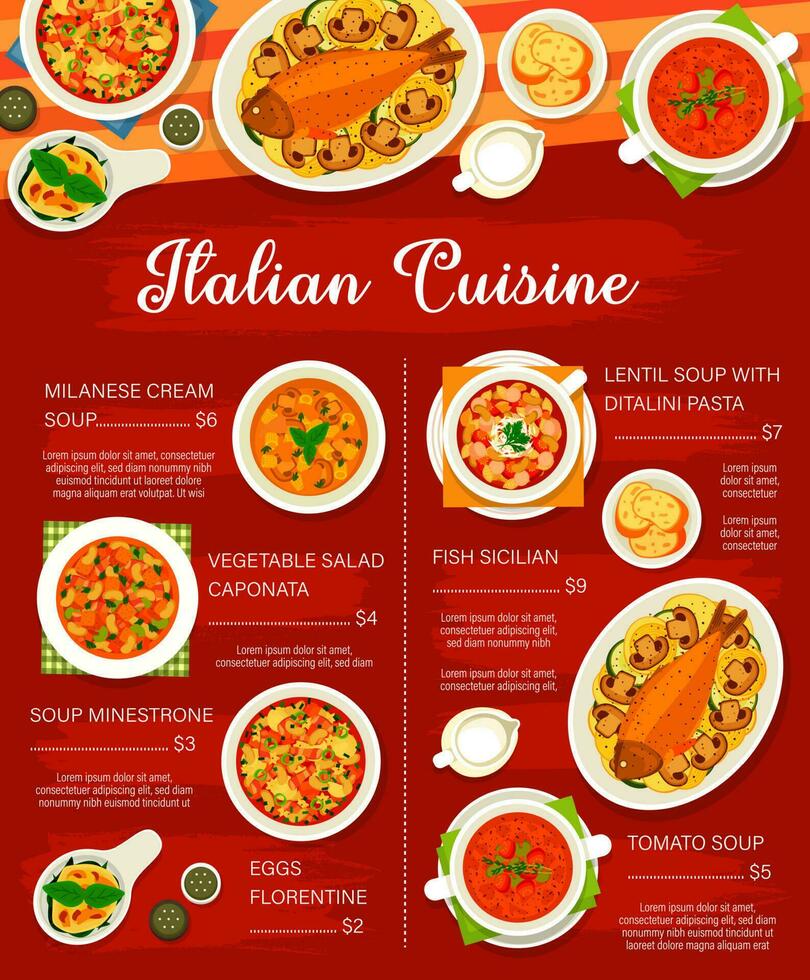 italien cuisine vecteur menu modèle Italie repas