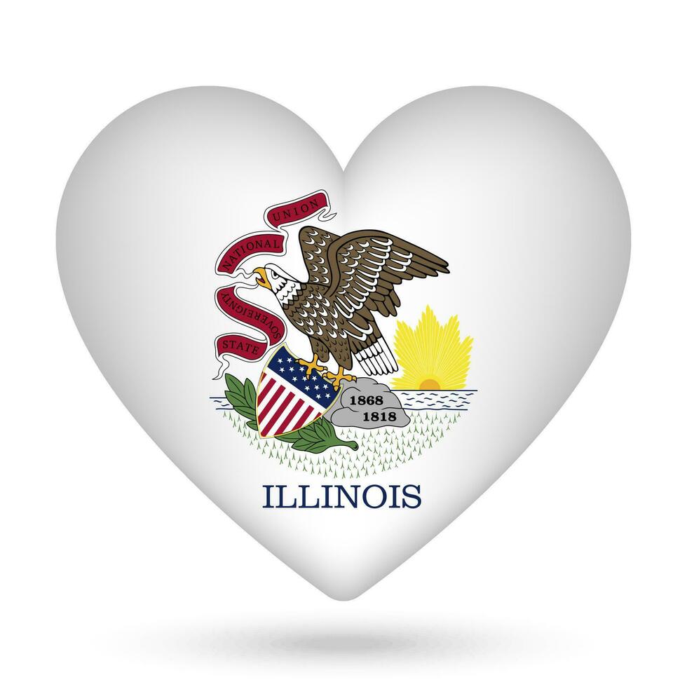 Illinois drapeau dans cœur forme. vecteur illustration.