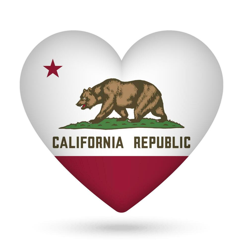 Californie drapeau dans cœur forme. vecteur illustration.