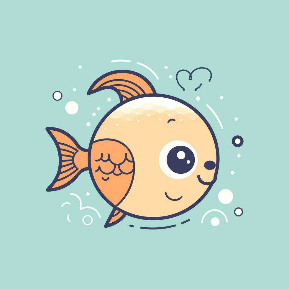 une charmant et coloré kawaii poisson illustration c'est parfait pour une enfants livre ou amusement et espiègle l'image de marque vecteur