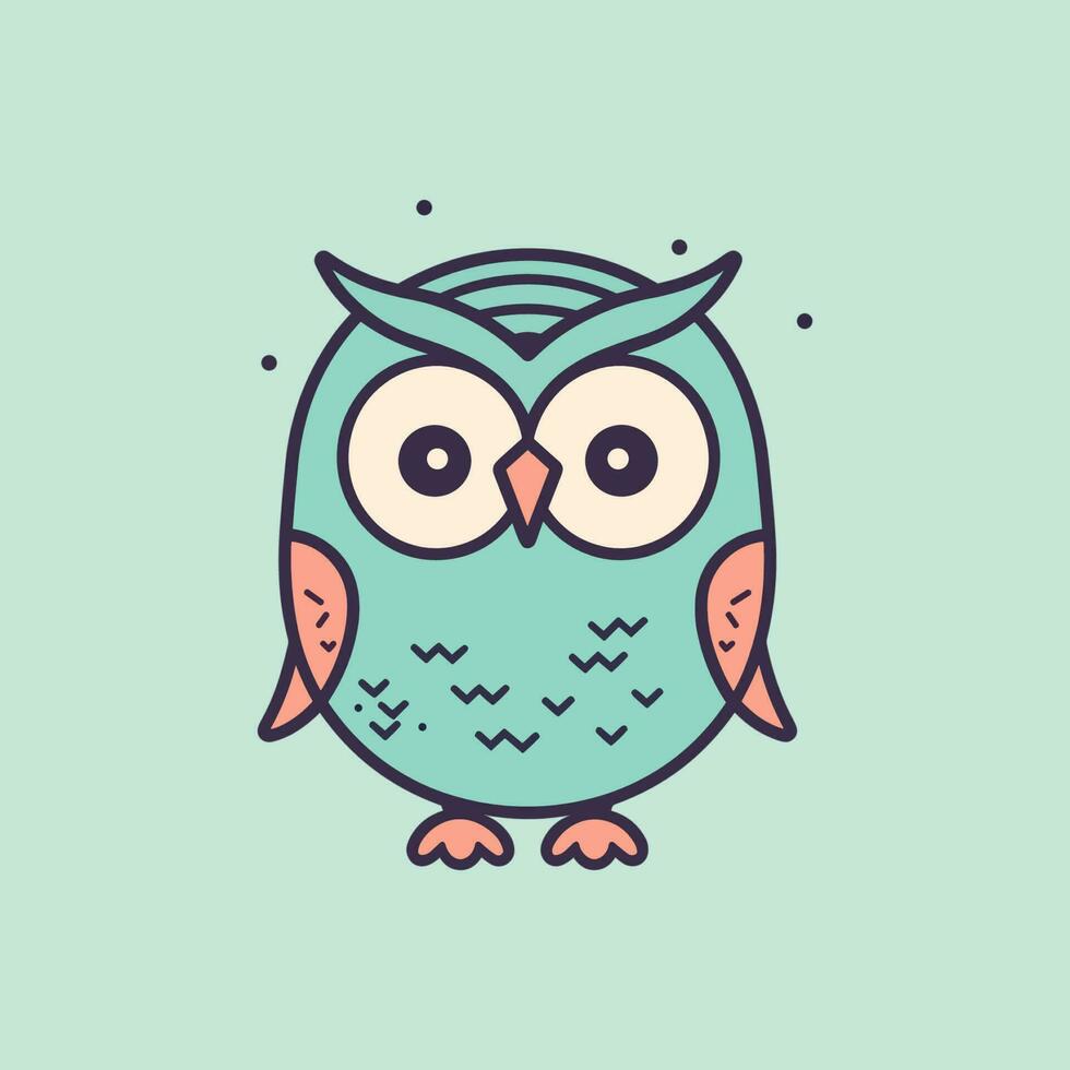 mignonne kawaii hibou dessin animé illustration vecteur