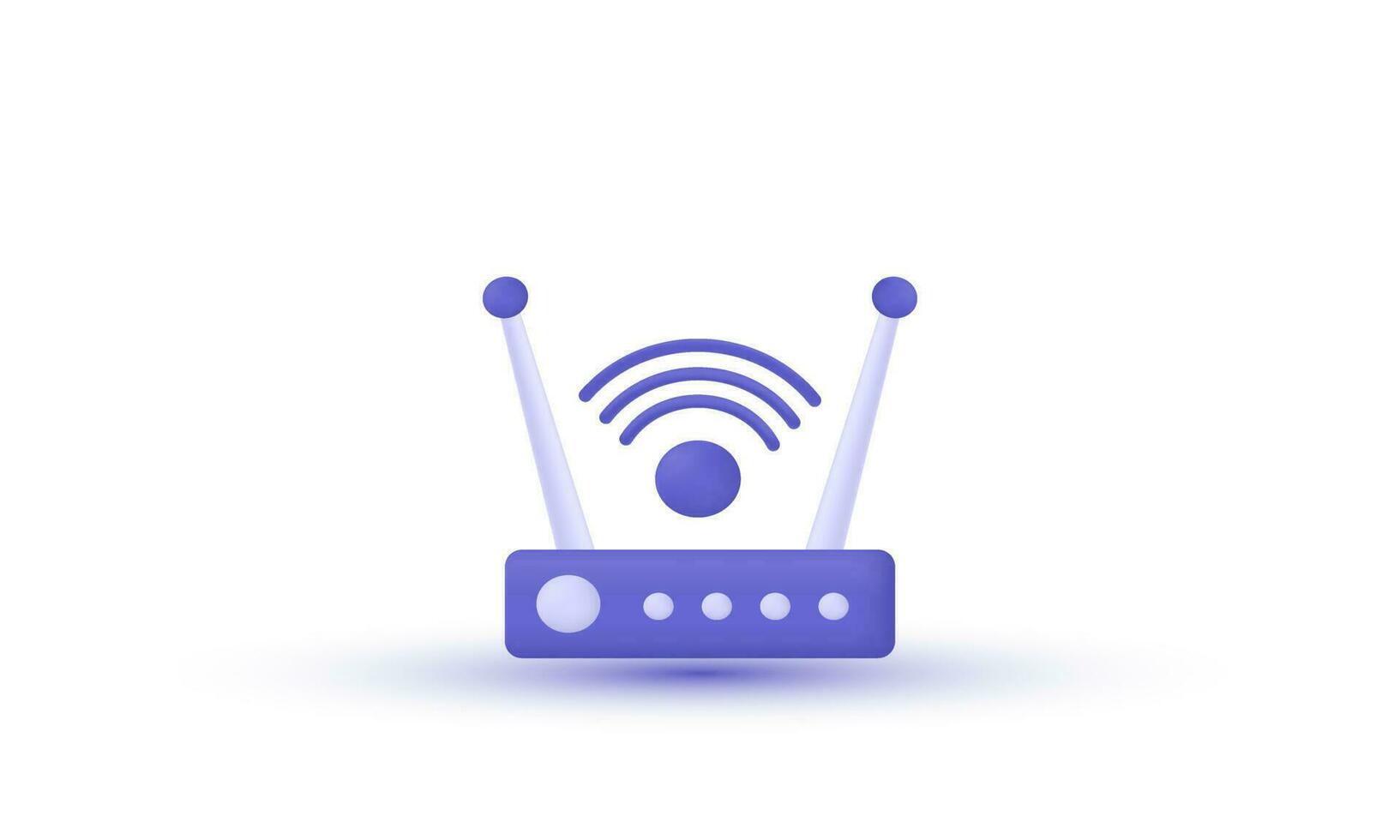 3d réaliste vecteur l'Internet Wifi routeur illustration branché icône moderne style objet symboles illustration isolé sur Contexte