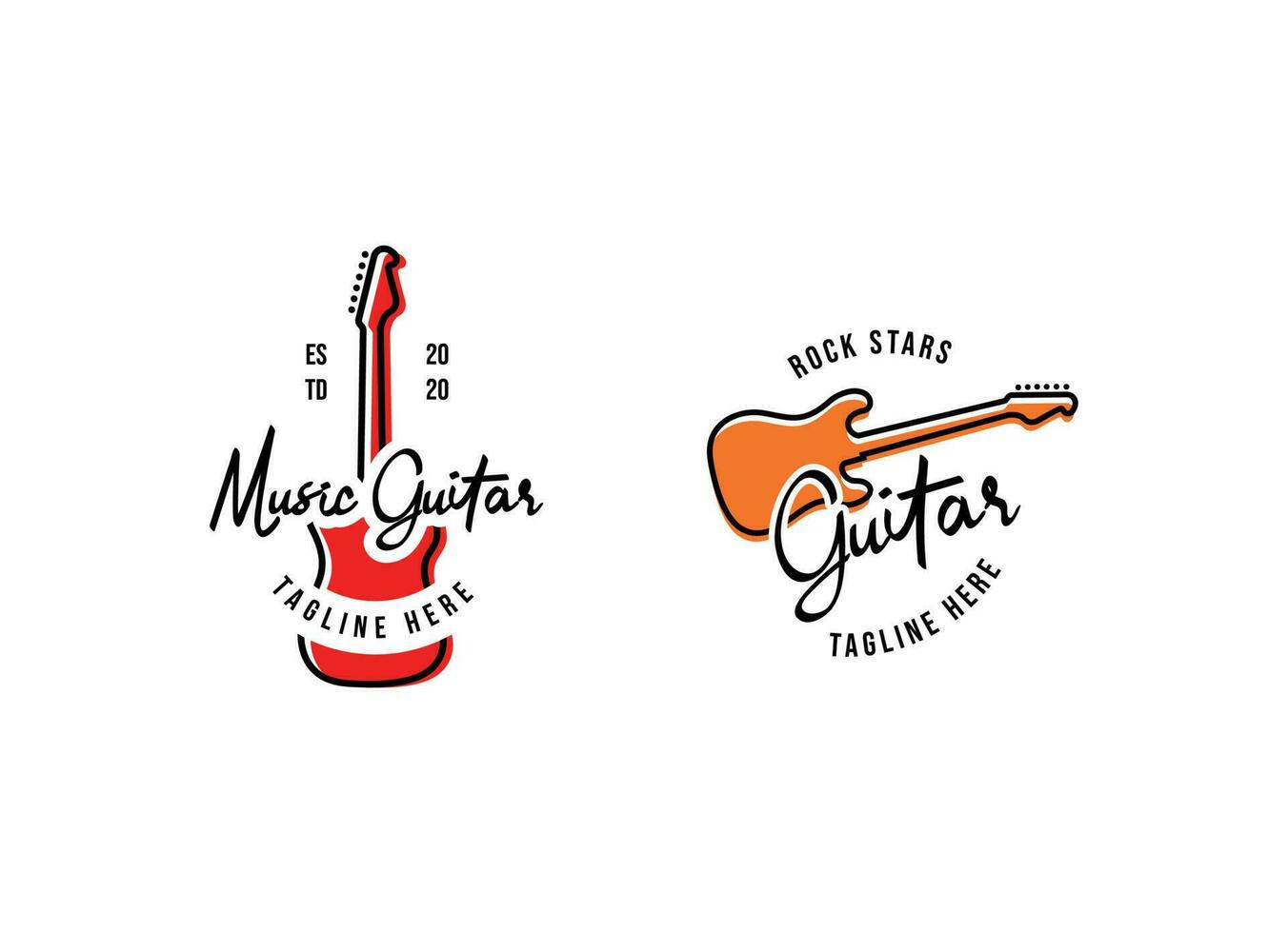 le la musique maison. une la musique magasin logo avec une guitare silhouette vecteur