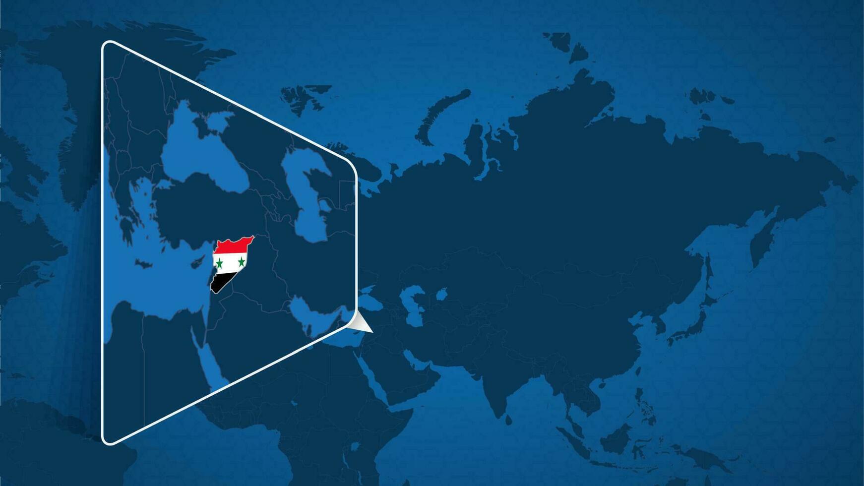 emplacement de Syrie sur le monde carte avec agrandi carte de Syrie avec drapeau. vecteur