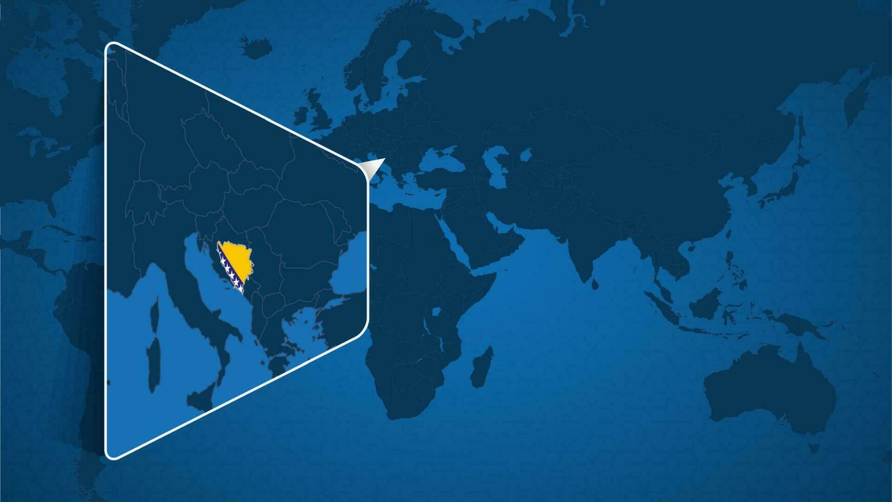 emplacement de Bosnie et herzégovine sur le monde carte avec agrandi carte de Bosnie et herzégovine avec drapeau. vecteur