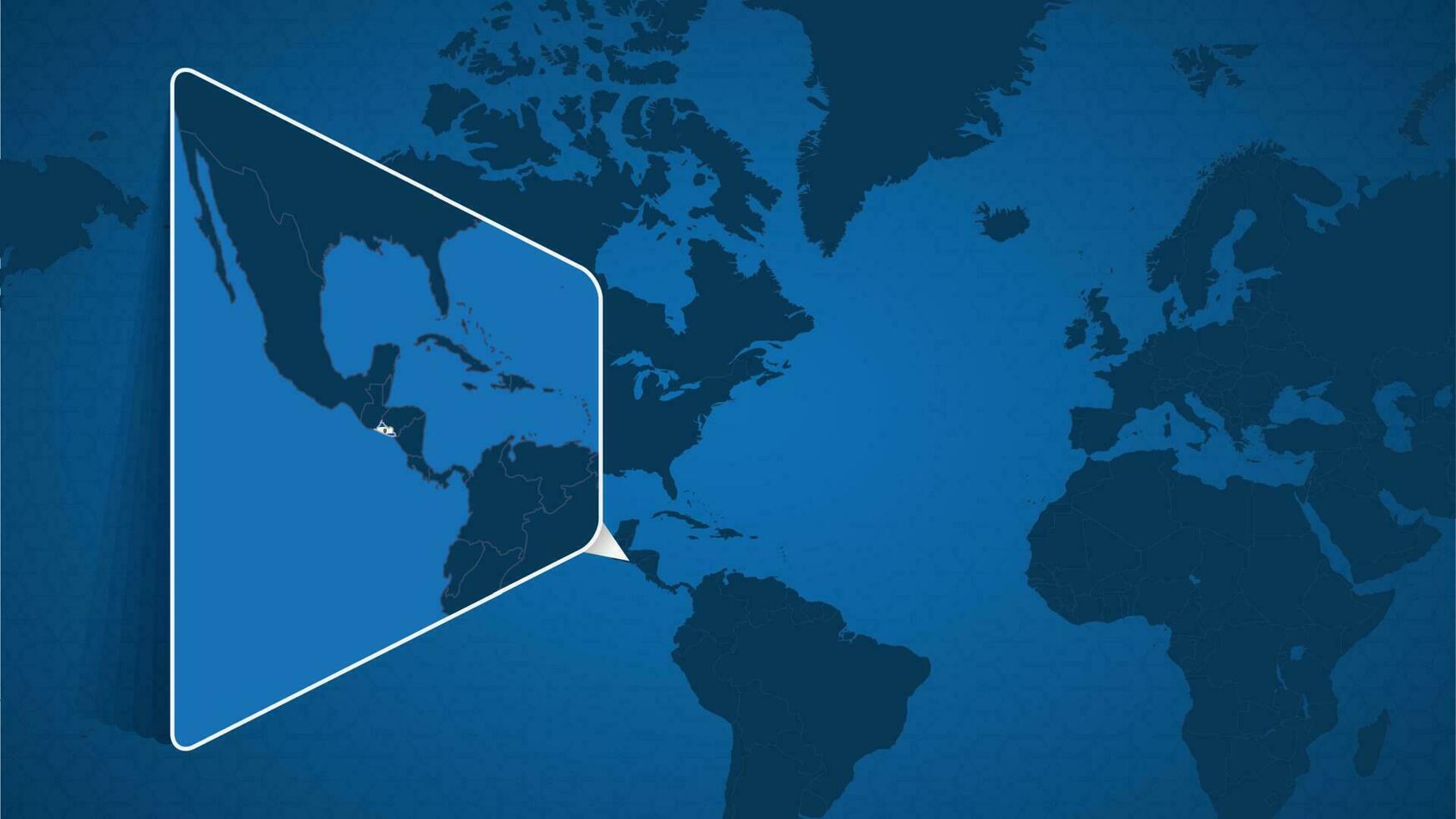 emplacement de el Salvador sur le monde carte avec agrandi carte de el Salvador avec drapeau. vecteur