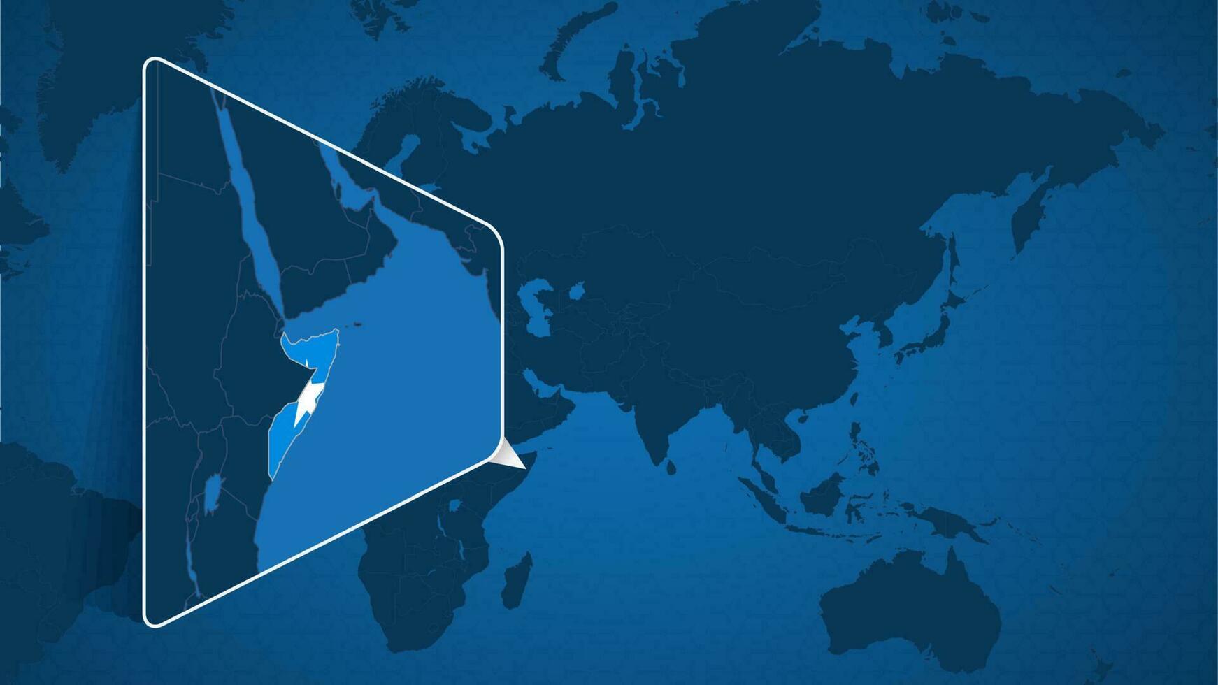 emplacement de Somalie sur le monde carte avec agrandi carte de Somalie avec drapeau. vecteur