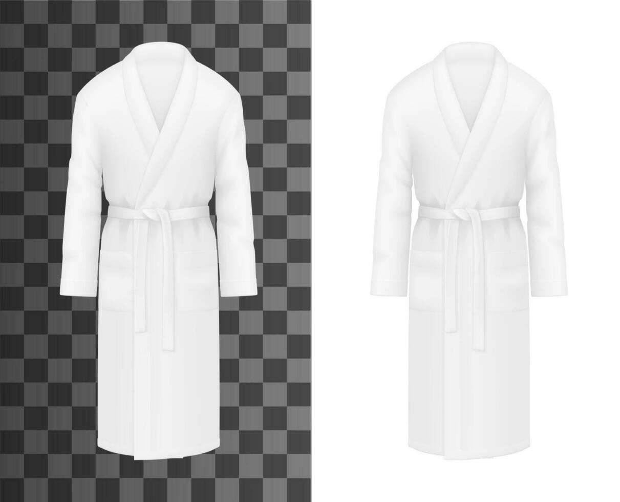 blanc peignoir de bain, réaliste vêtements, une baignoire peignoir robe vecteur