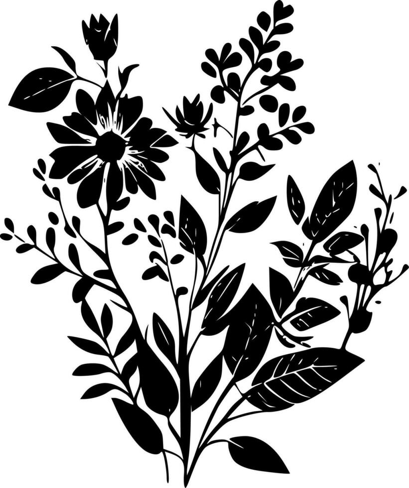 ancien fleurs, minimaliste et Facile silhouette - vecteur illustration