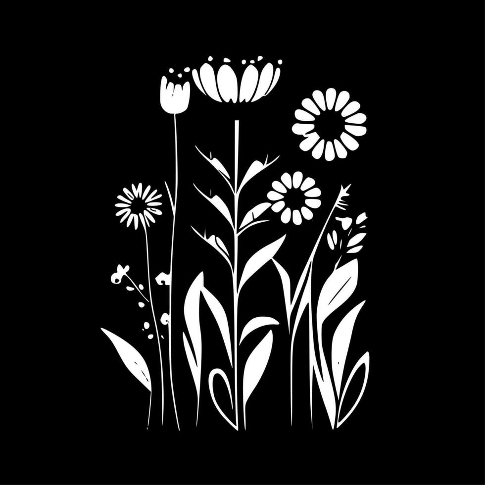 printemps fleurs, minimaliste et Facile silhouette - vecteur illustration