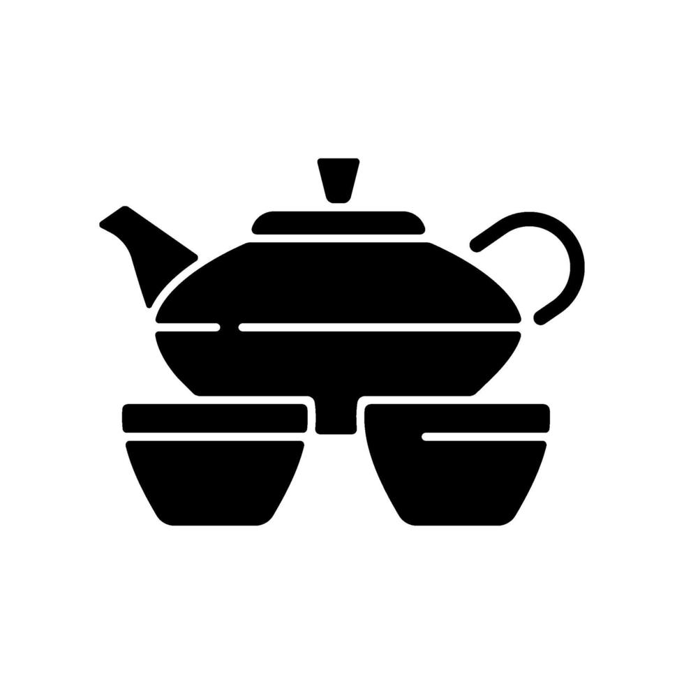 icône de glyphe noir service à thé chinois vecteur