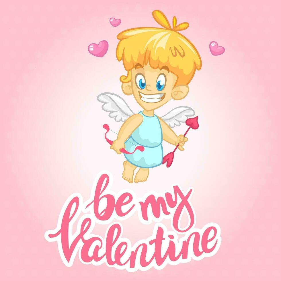 dessin animé Cupidon personnage. st la Saint-Valentin vecteur carte postale