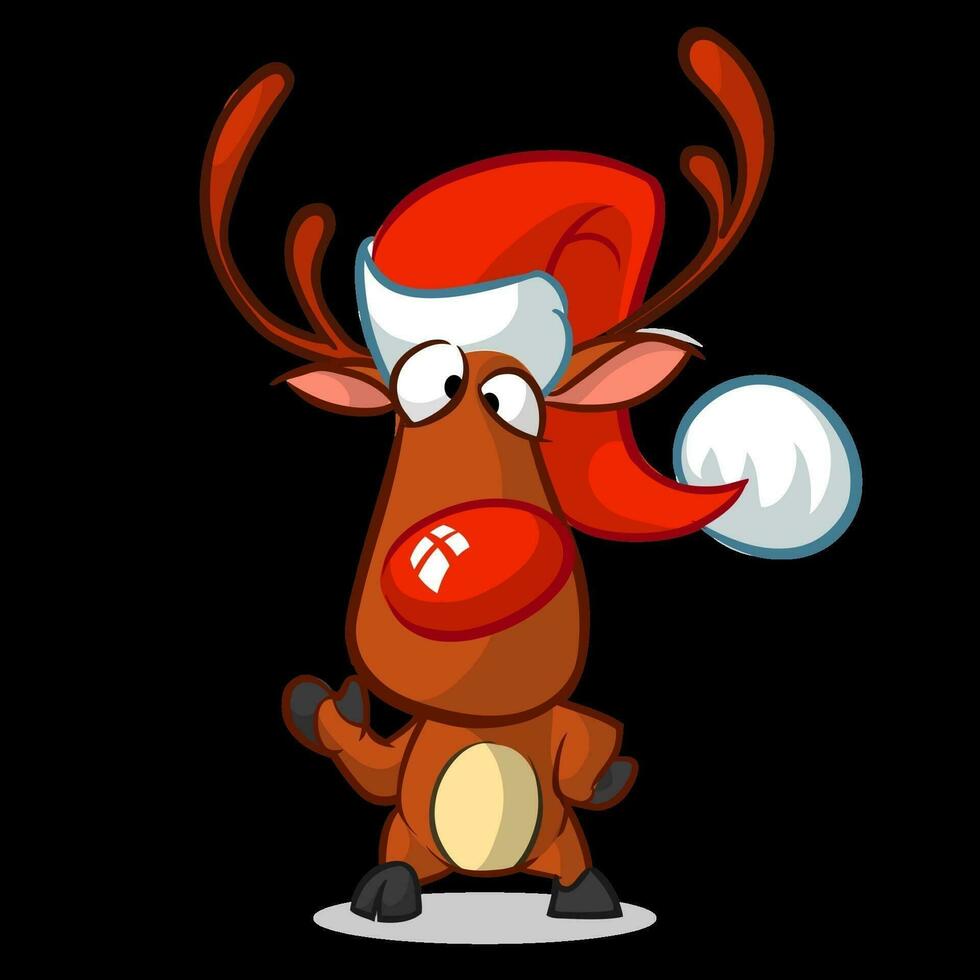 dessin animé Noël renne avec rouge nez. vecteur illustration