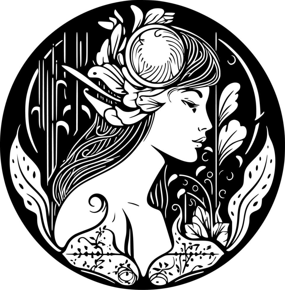 art nouveau, noir et blanc vecteur illustration