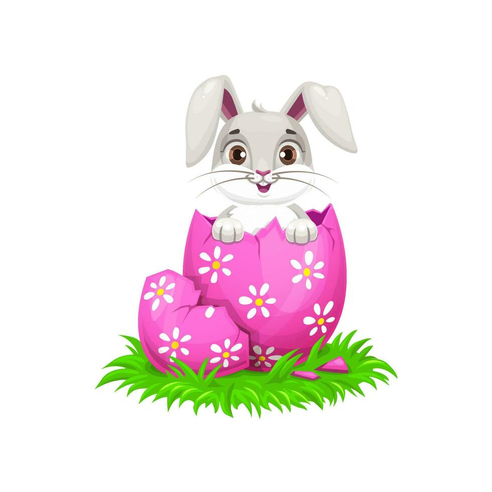 lapin dessin animé animal avec Pâques vacances Oeuf vecteur