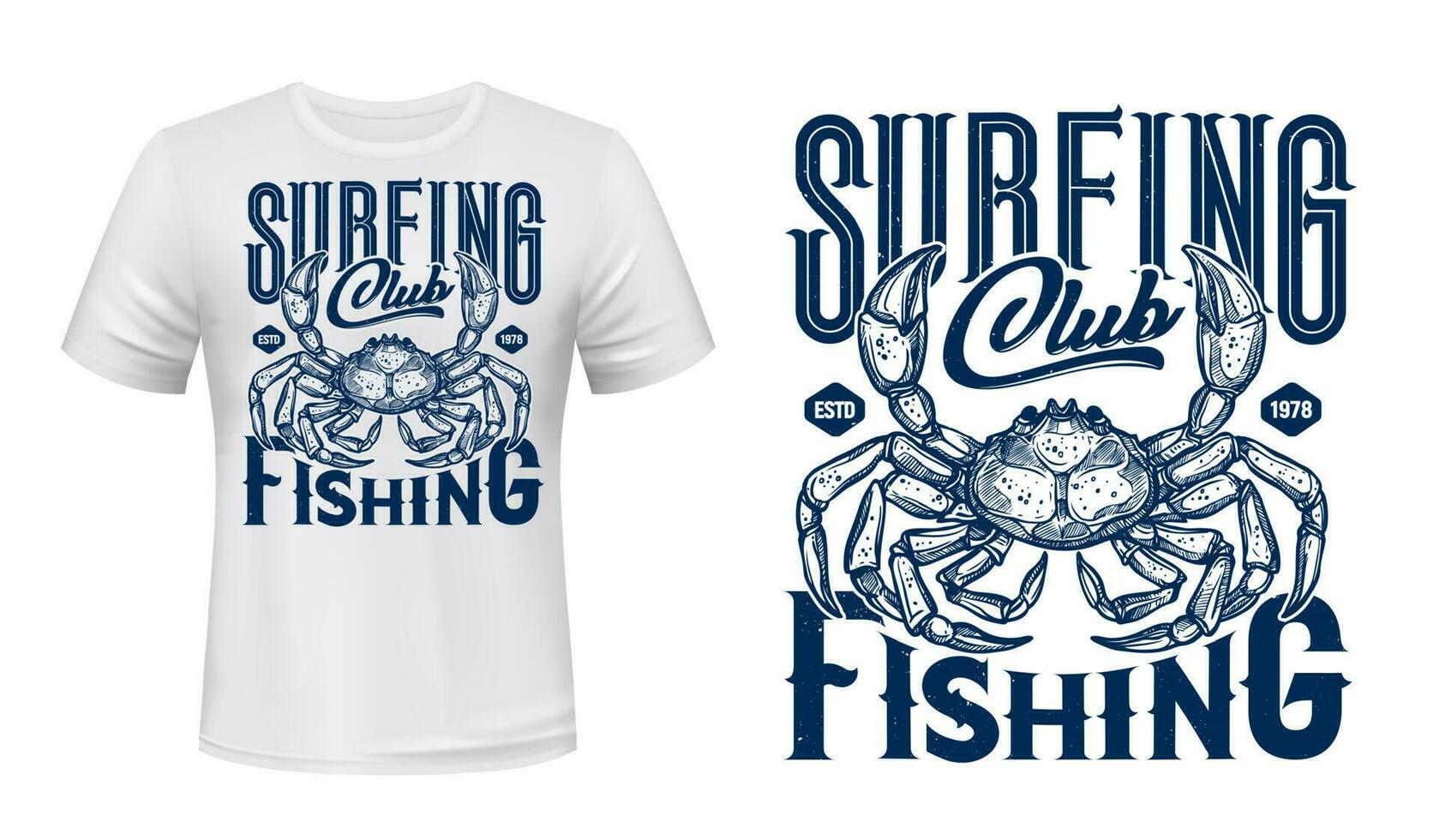 nautique T-shirt imprimer, océan Crabe vecteur