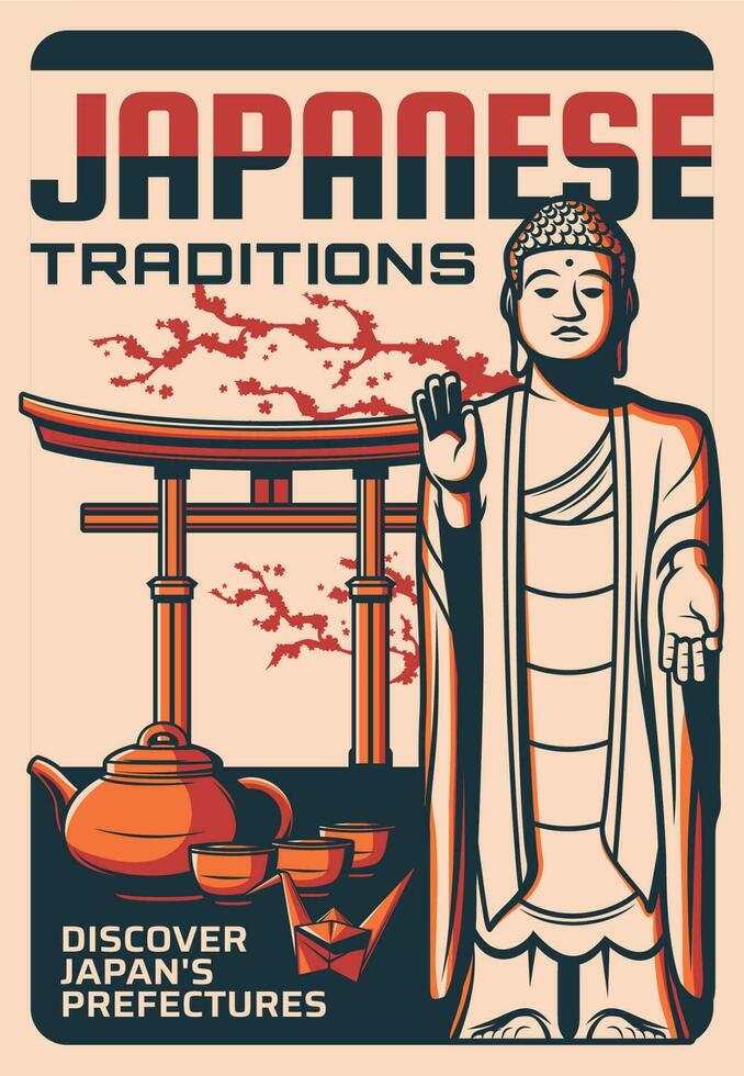 Japonais tradition vecteur rétro affiche Japon voyage