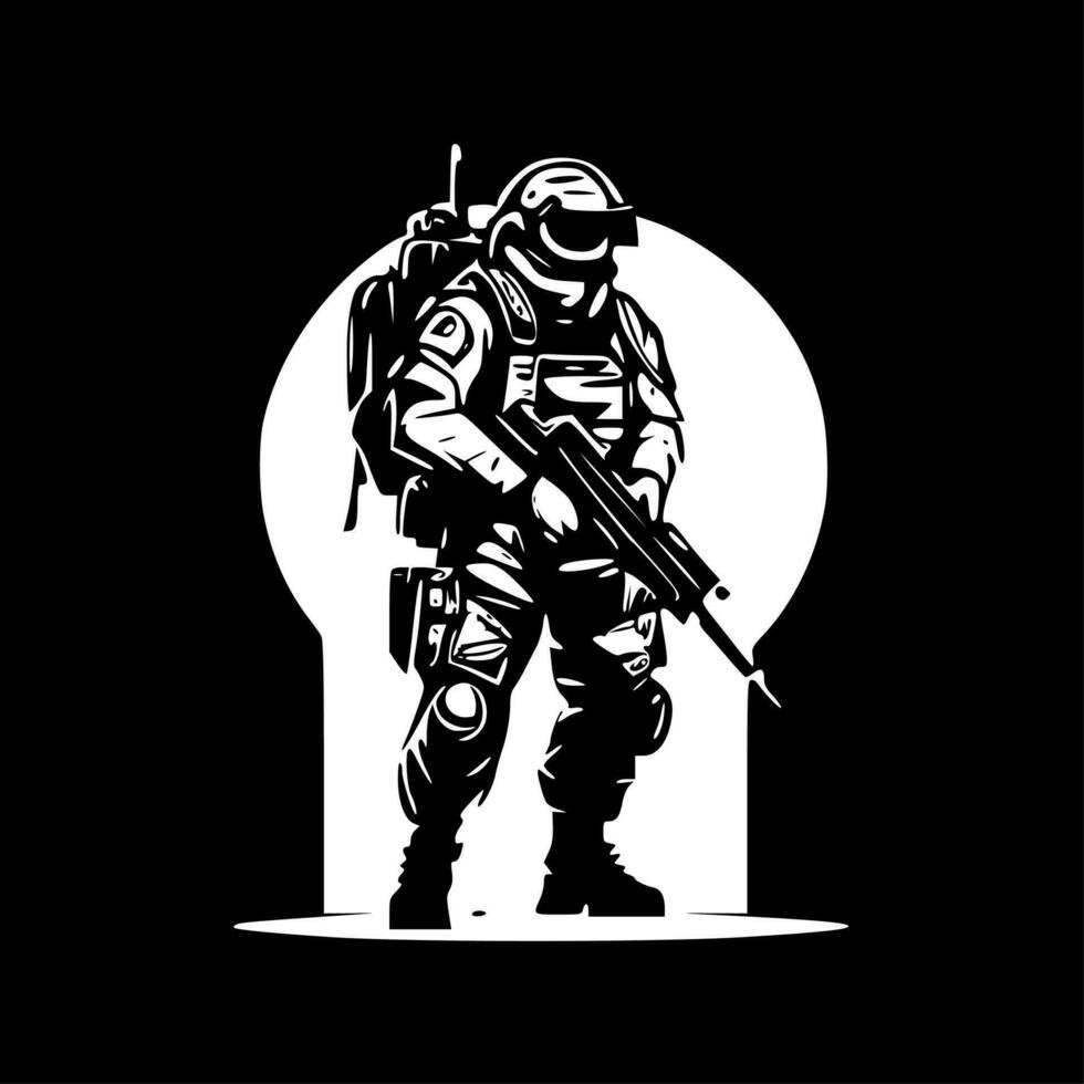 militaire, minimaliste et Facile silhouette - vecteur illustration